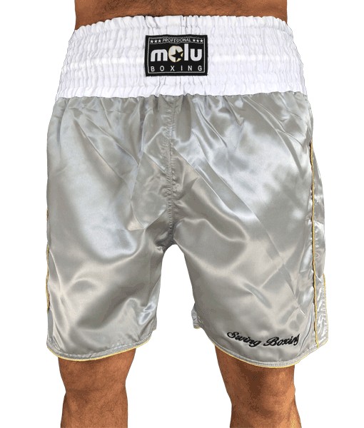 Pantalón boxeo Profesional Satén Plata de Molu Boxing